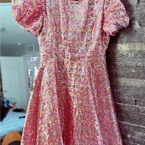 Ivy city co size Adult 10 pink sequin A line Dress